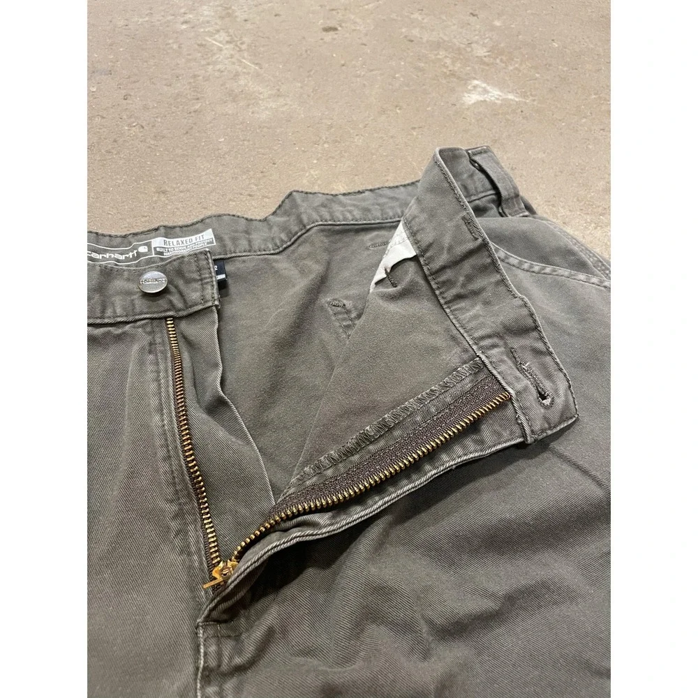 Carhartt Pants Mens‎ 42x32 Gray Relaxed Fit Canvas Carpenter Work B324 DFE
